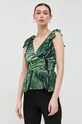 Odzież Guess bluzka z domieszką jedwabiu W3GH92.WE550 zielony