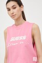 Guess top bawełniany aplikacja różowy V3GP11.K8FQ4