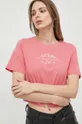 ροζ Βαμβακερό μπλουζάκι Guess