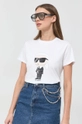 biały Karl Lagerfeld t-shirt bawełniany