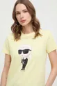 Βαμβακερό μπλουζάκι Karl Lagerfeld κίτρινο