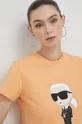 oranžna Bombažna kratka majica Karl Lagerfeld