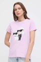Karl Lagerfeld tricou din bumbac 230W1704 roz AA00