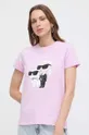 Karl Lagerfeld t-shirt in cotone rosa