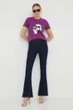 Karl Lagerfeld t-shirt bawełniany fioletowy