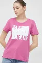roza Pamučna majica Pepe Jeans Lucie