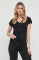 Βαμβακερό μπλουζάκι Marella μαύρο