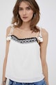 Pepe Jeans top din bumbac Beni alb PL304443.808