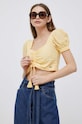 Бавовняний топ Pepe Jeans жовтий PL304506.039