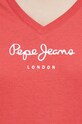 Pepe Jeans tricou din bumbac Wendy V Neck rosu PL505482.217