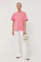 Βαμβακερό μπλουζάκι Trussardi ροζ
