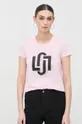 Βαμβακερό μπλουζάκι Liu Jo ροζ