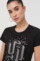 Liu Jo t-shirt bawełniany czarny CA3396.J5003