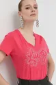 różowy Liu Jo t-shirt bawełniany