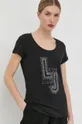 μαύρο Βαμβακερό μπλουζάκι Liu Jo Γυναικεία
