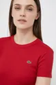 κόκκινο Βαμβακερό μπλουζάκι Lacoste