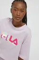 fioletowy Fila t-shirt bawełniany