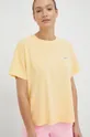 Βαμβακερό μπλουζάκι Roxy κίτρινο