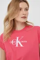 розовый Хлопковая футболка Calvin Klein Jeans