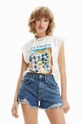 biały Desigual t-shirt bawełniany Damski