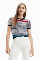 Desigual tricou din bumbac cu modele multicolor 23SWTKBM