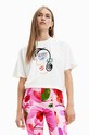 Desigual tricou din bumbac print alb 23SWTKBU