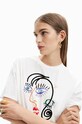 Desigual tricou din bumbac 23SWTKBU alb SS23