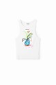 Desigual top din bumbac 23SWTKC9 alb