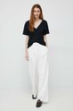 Sisley t-shirt bawełniany 3LANW4002.100 czarny SS23