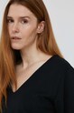 Sisley t-shirt bawełniany czarny 3LANW4002.100