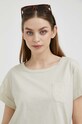 Sisley t-shirt bawełniany beżowy 3096L104B.14Z