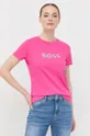 ροζ Βαμβακερό μπλουζάκι BOSS x Alica Schmidt Γυναικεία
