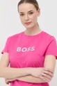 fuchsiová Bavlněné tričko BOSS x Alica Schmidt