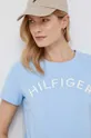 světle modrá Bavlněné tričko Tommy Hilfiger