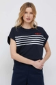 granatowy Tommy Hilfiger t-shirt bawełniany Damski