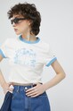 Tommy Jeans tricou din bumbac print bej DW0DW15478.PPYX