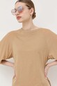 Marella t-shirt z domieszką jedwabiu beżowy 2339410635200