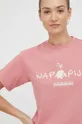 ροζ Βαμβακερό μπλουζάκι Napapijri