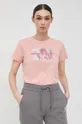 Bombažna kratka majica Armani Exchange roza