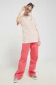 Βαμβακερό μπλουζάκι Vans ροζ