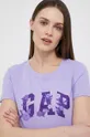 μωβ Βαμβακερό μπλουζάκι GAP Γυναικεία