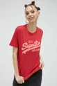 czerwony Superdry t-shirt bawełniany Damski