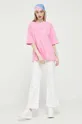 Βαμβακερό μπλουζάκι Rip Curl ροζ