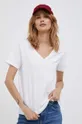 Βαμβακερό μπλουζάκι Gant λευκό