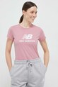 New Balance tricou din bumbac roz WT31546HAO