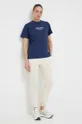 Bombažna kratka majica New Balance mornarsko modra