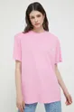 Βαμβακερό μπλουζάκι Rotate ροζ