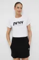 λευκό Βαμβακερό μπλουζάκι DKNY