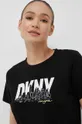 μαύρο Βαμβακερό μπλουζάκι DKNY