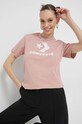 Памучна тениска Converse вталена розов 10024538.A03